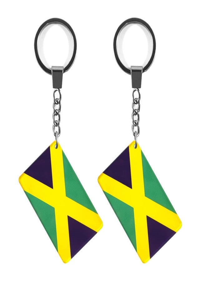 QQSD Jamaica Flag Keychain Jamaican Key Ring, 2 Pack - Image 1